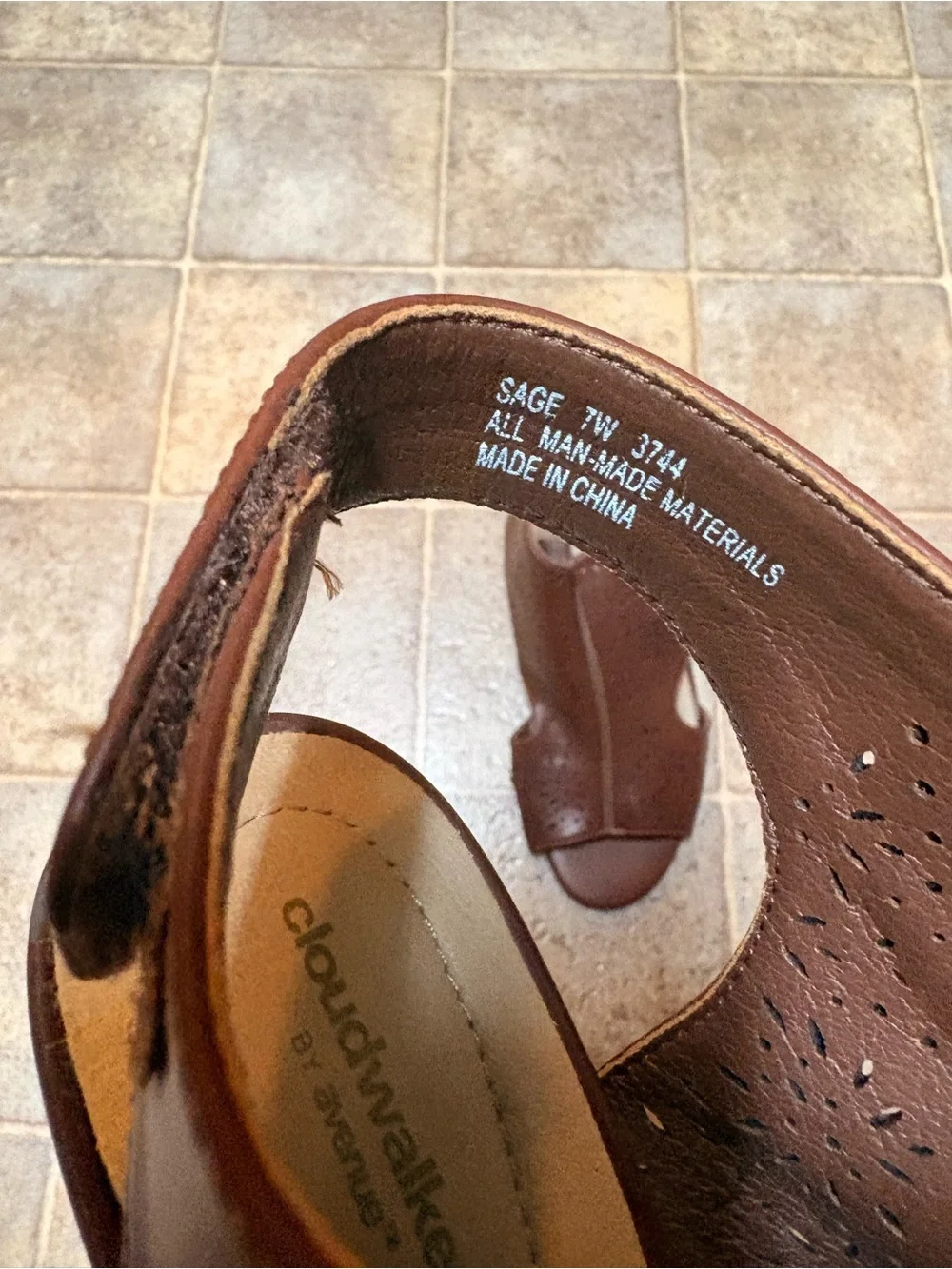 Avenue Brown Perforated Leather Slingback Sandals - Women